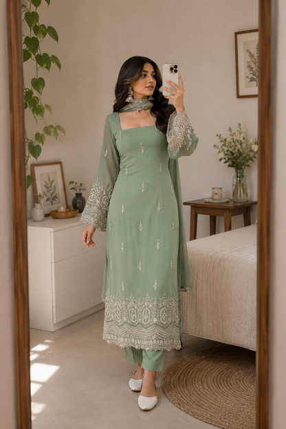 Heavy corset back faux Georgette kurta set