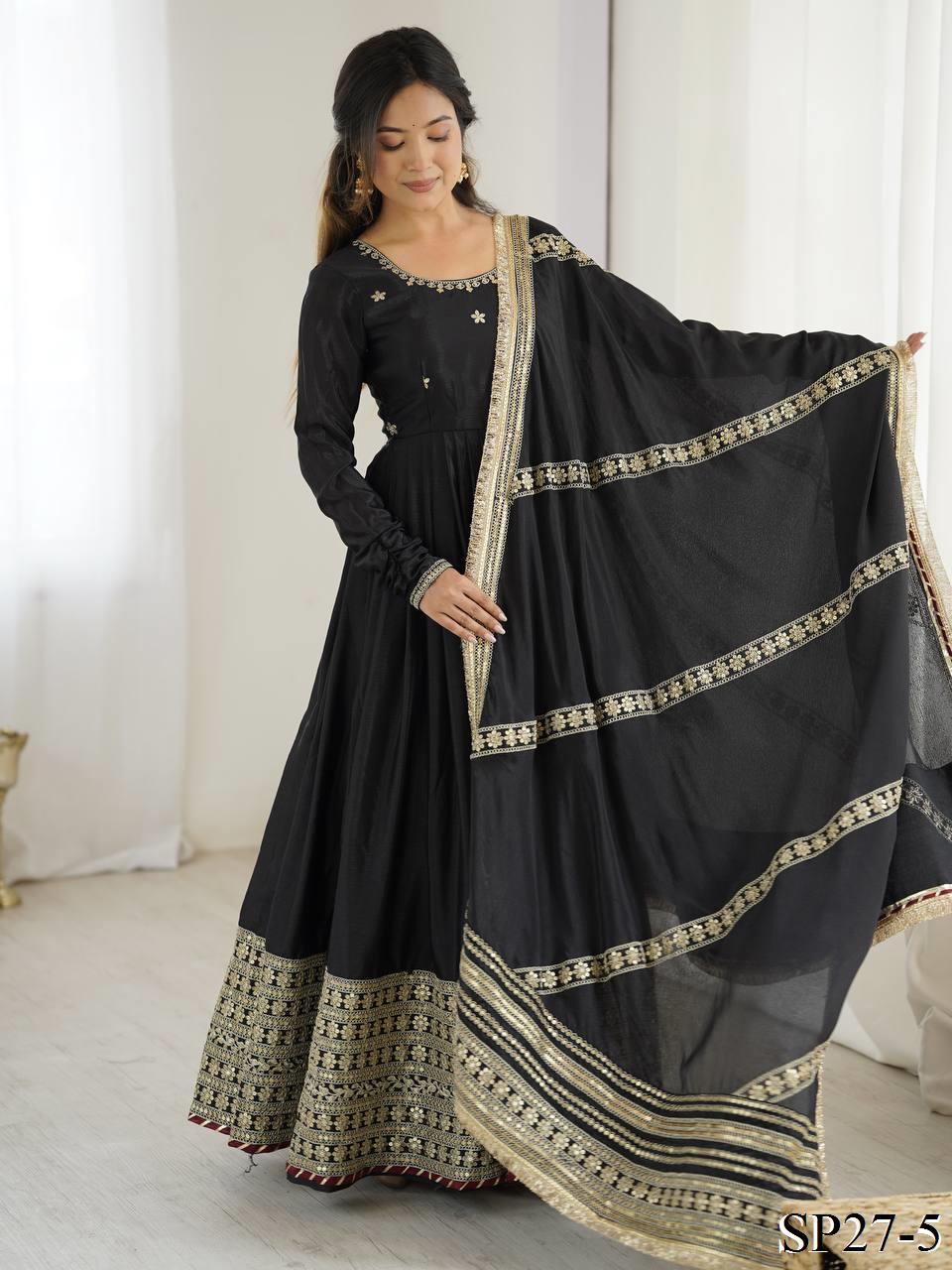 Chinnon Silk Flared Gown Set