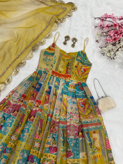 Jimmy Organza Silk Anarkali & Dupatta Set