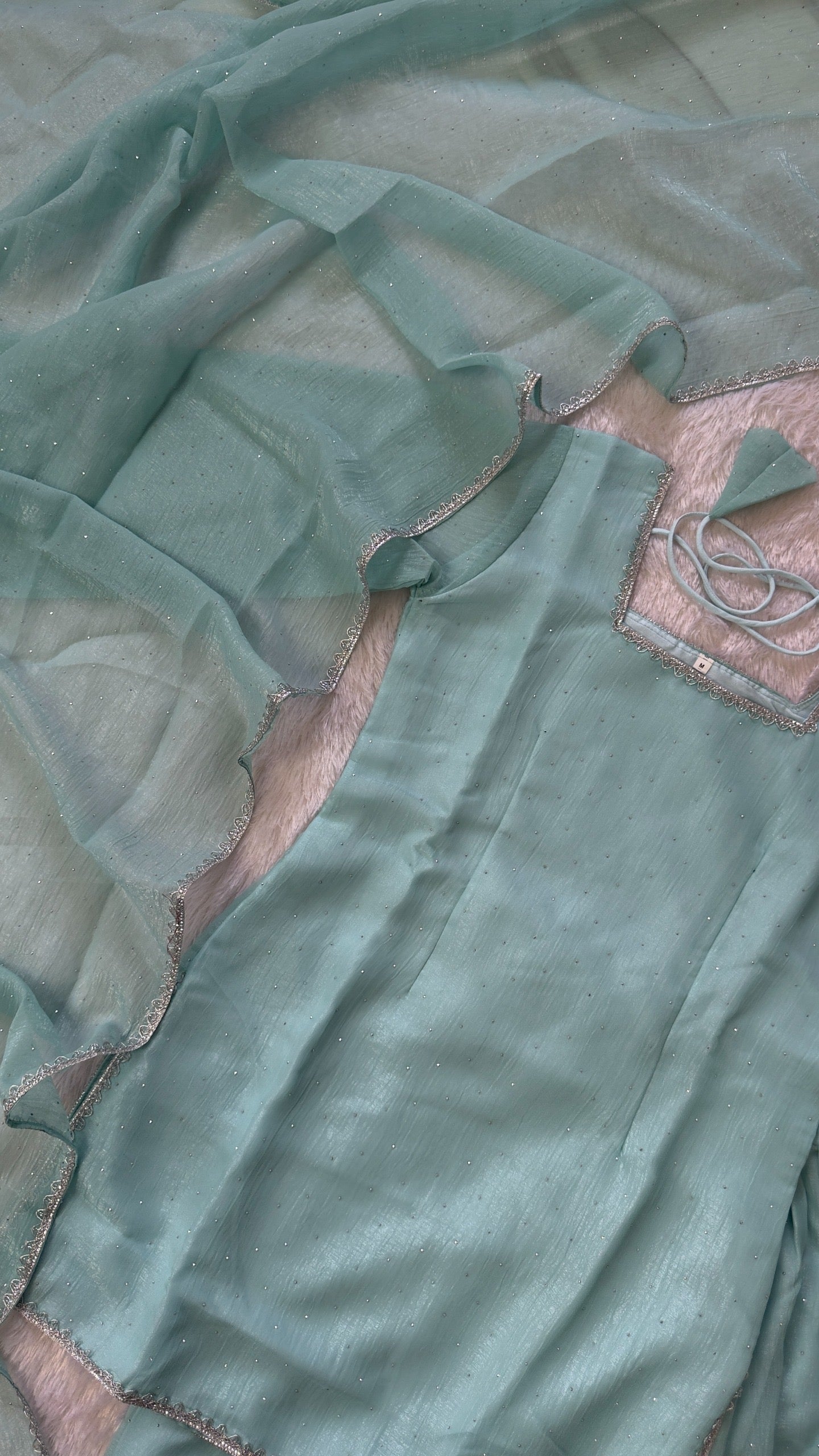 Crunchy Silk Farshi Salwar Suit with Swarovski Work