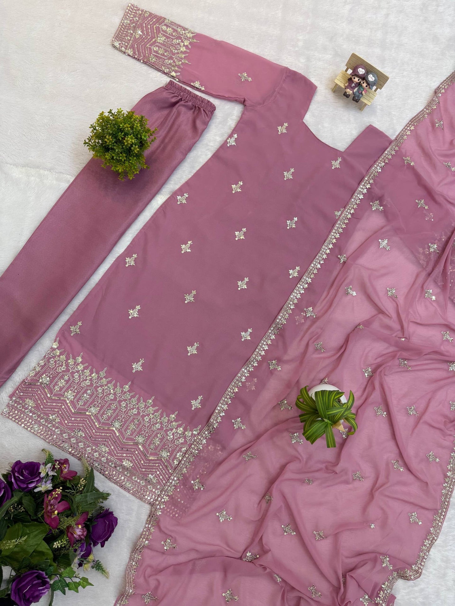 Heavy corset back faux Georgette kurta set