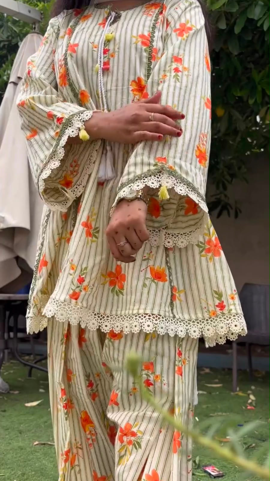 Heavy Natural Crepe Farshi kurta pant set