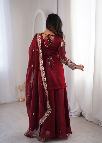 Fendy Silk corset back sharara set