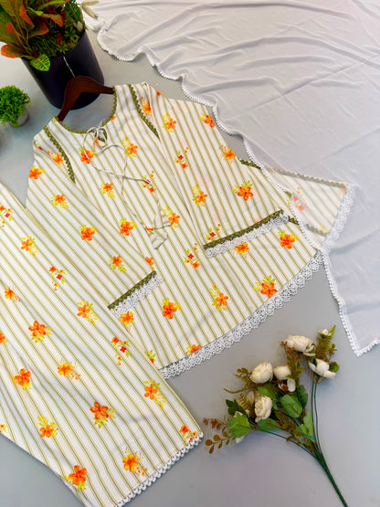 Heavy Natural Crepe Farshi kurta pant set