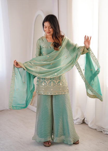 Fendy Silk corset back sharara set