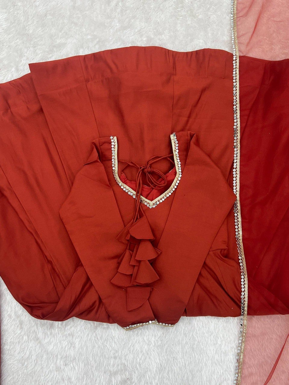 Roman Silk Chanderi Anarkali, Pant & Dupatta Set