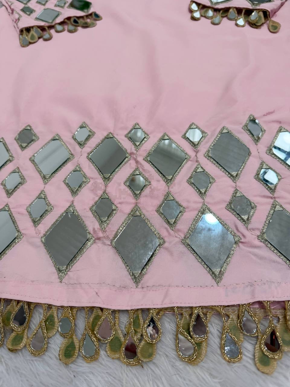 French Crepe Top, Sharara & Dupatta Set