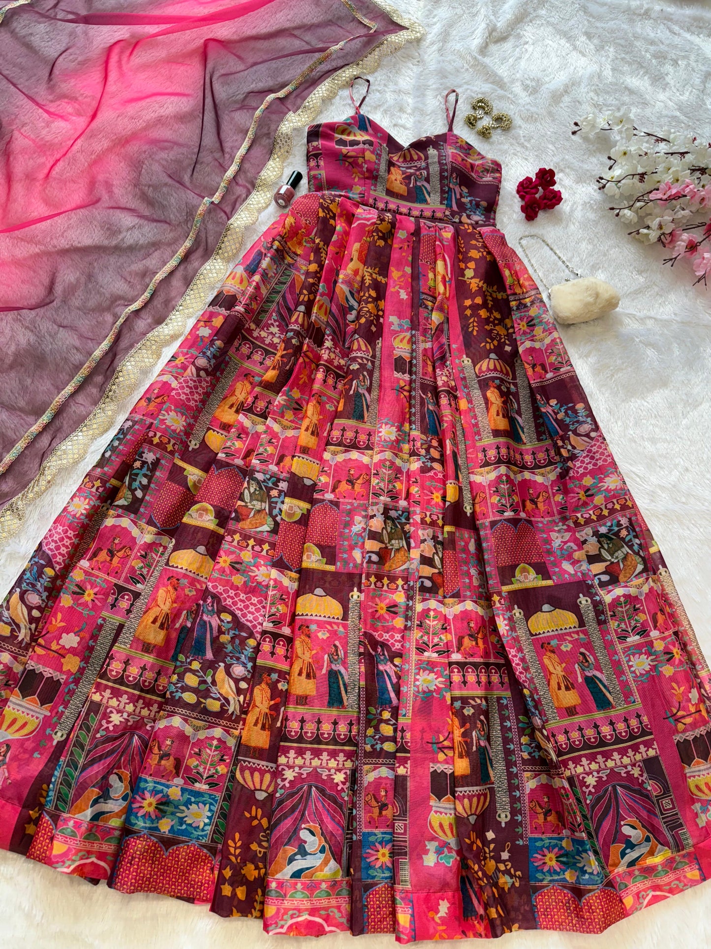Jimmy Organza Silk Anarkali & Dupatta Set