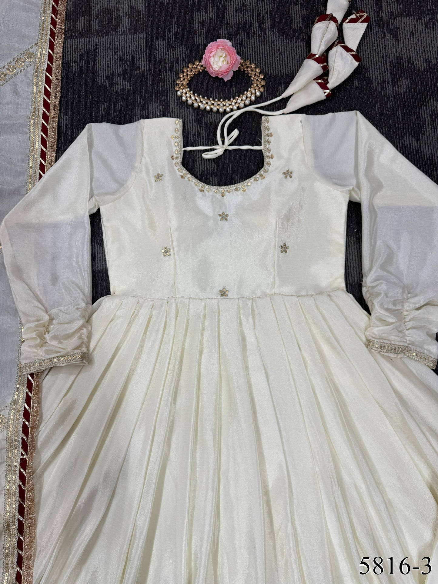 Chinnon Silk Flared Gown Set