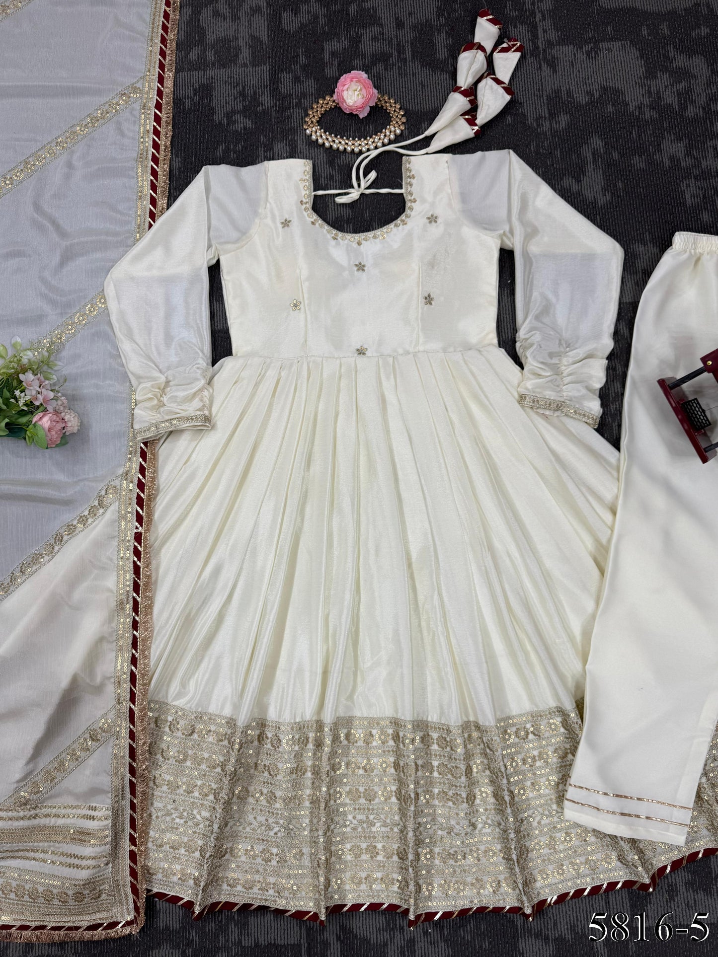 Chinnon Silk Flared Gown Set
