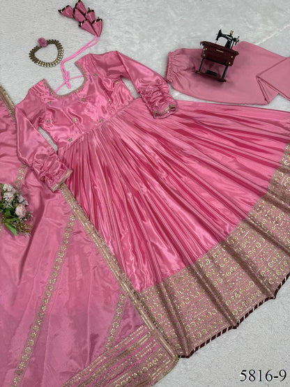 Chinnon Silk Flared Gown Set