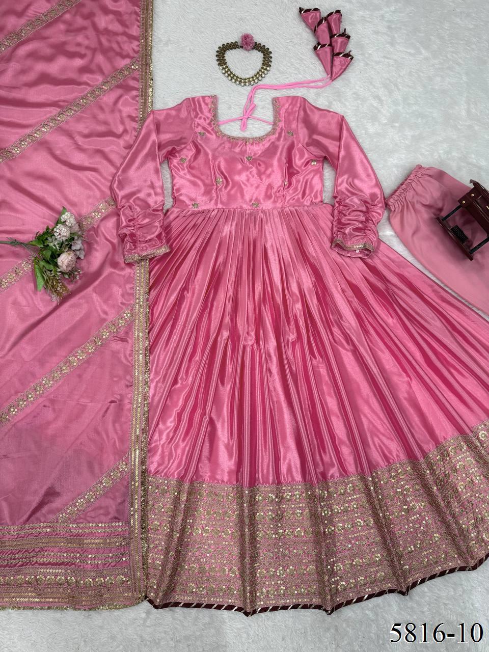 Chinnon Silk Flared Gown Set