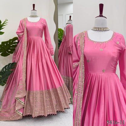 Chinnon Silk Flared Gown Set