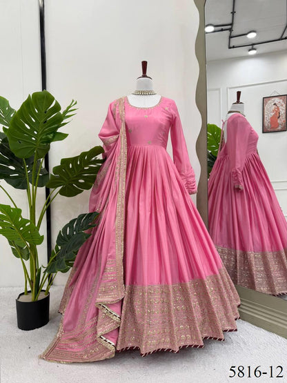 Chinnon Silk Flared Gown Set