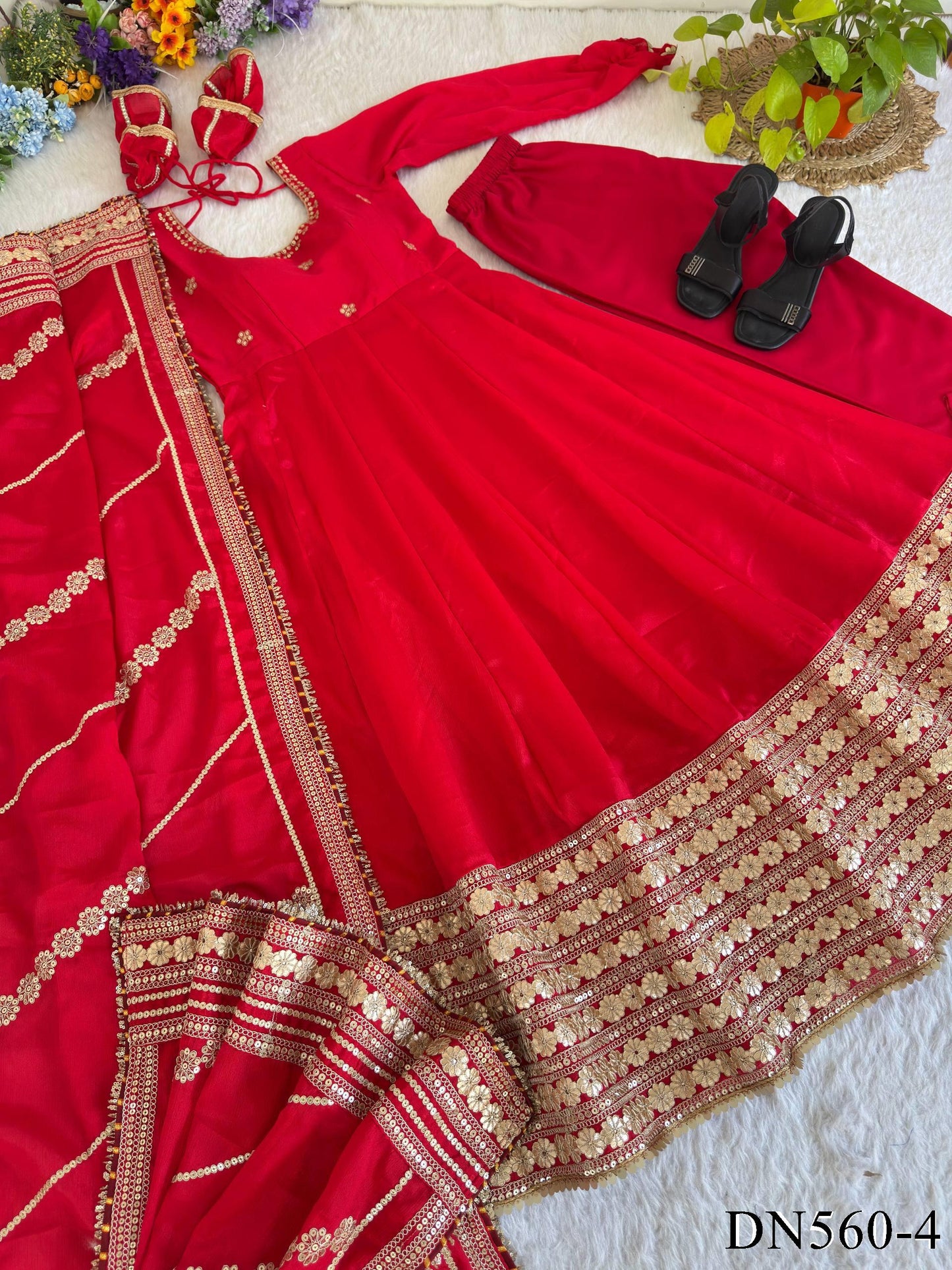 Chinon Silk Anarkali Set