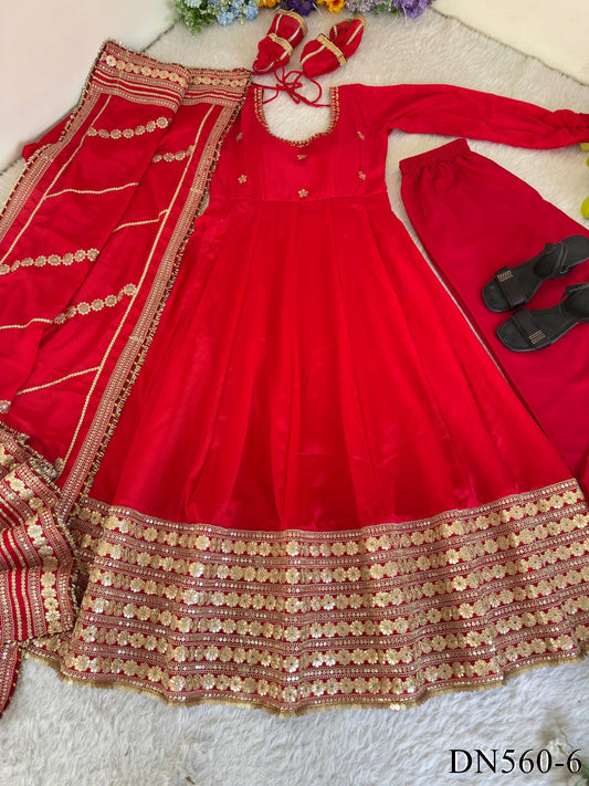 Chinon Silk Anarkali Set