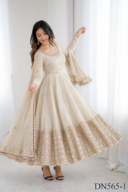 Chinon Silk Anarkali Set