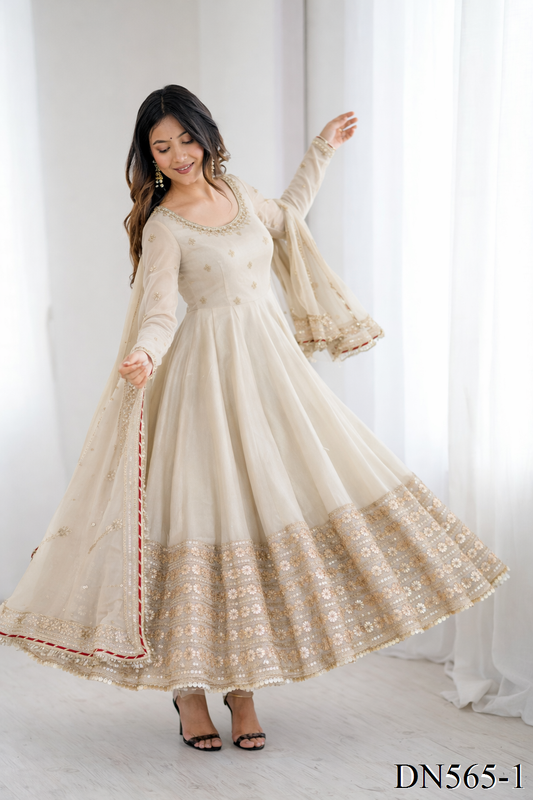 Chinon Silk Anarkali Set