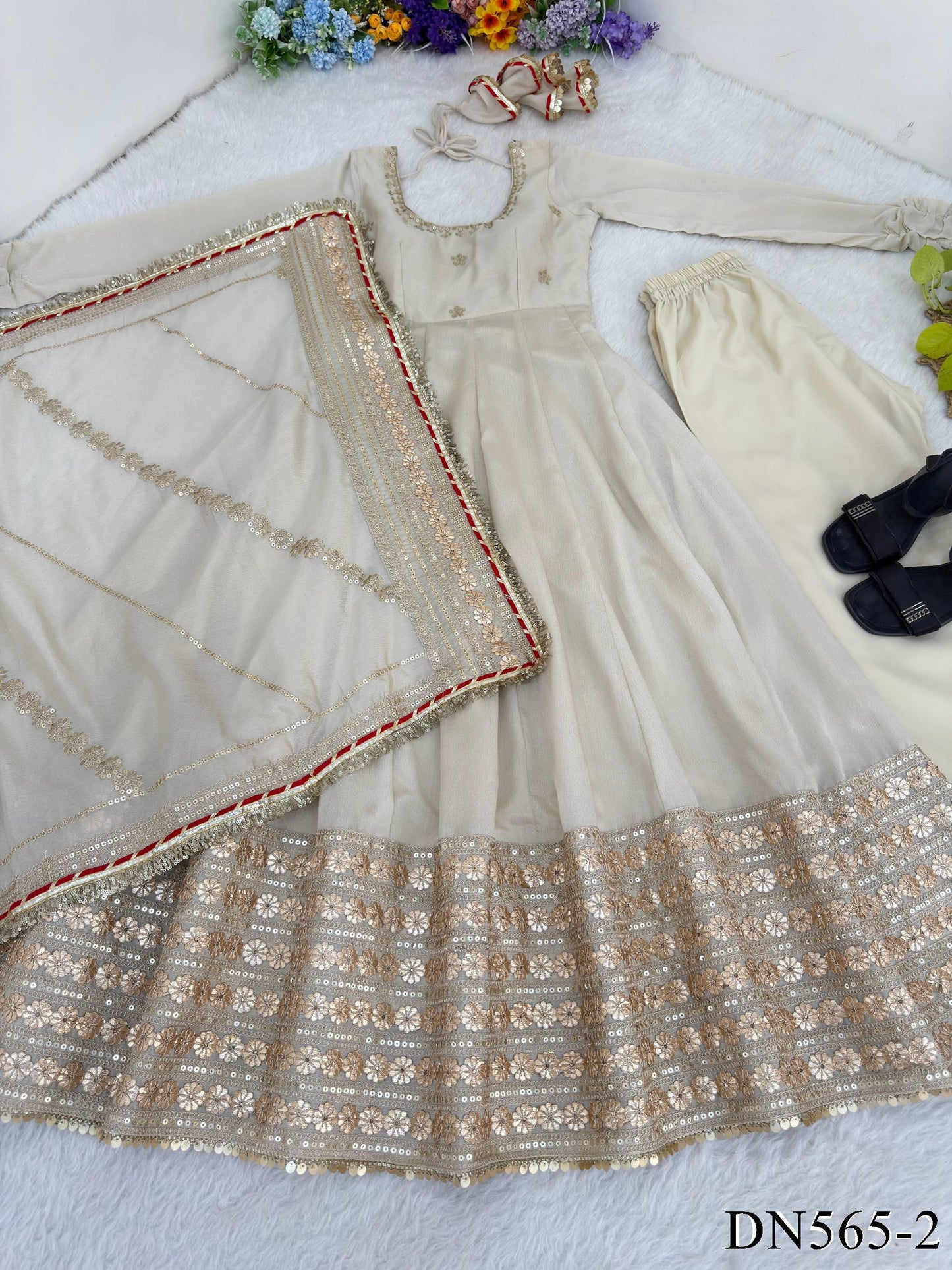 Chinon Silk Anarkali Set