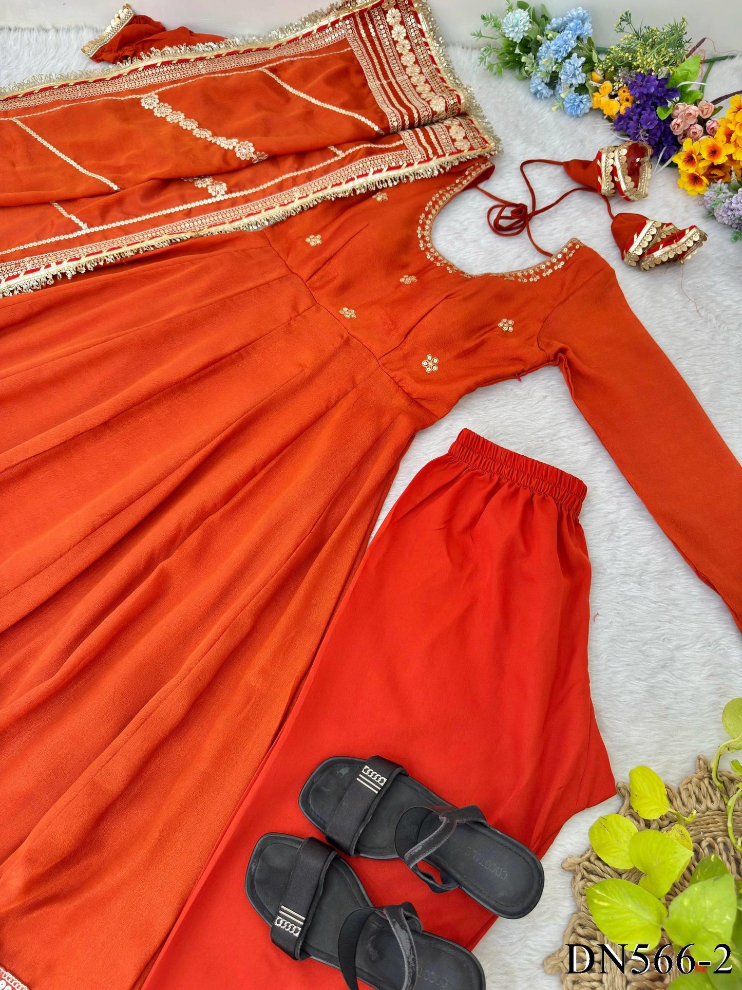 Chinon Silk Anarkali Set