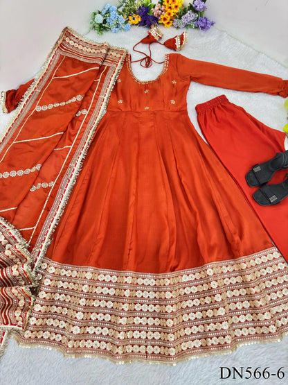 Chinon Silk Anarkali Set