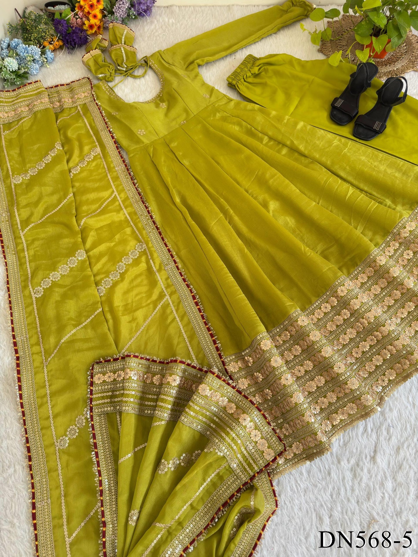 Chinon Silk Anarkali Set