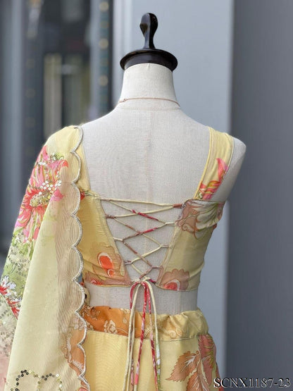 Digital Print Organza Lehenga Set